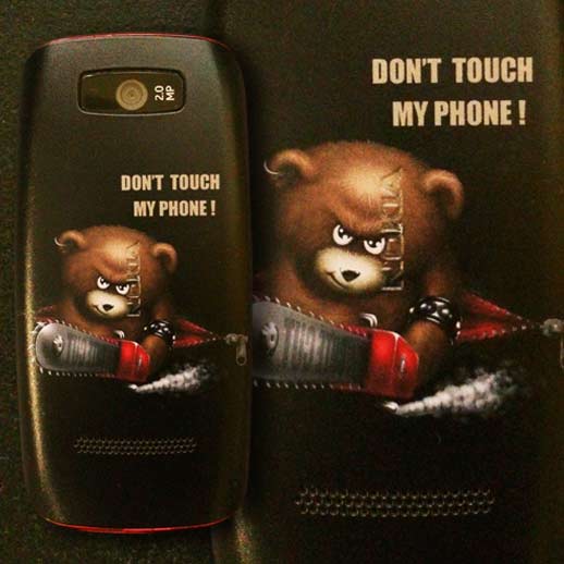 Phone case with crazy bear printing