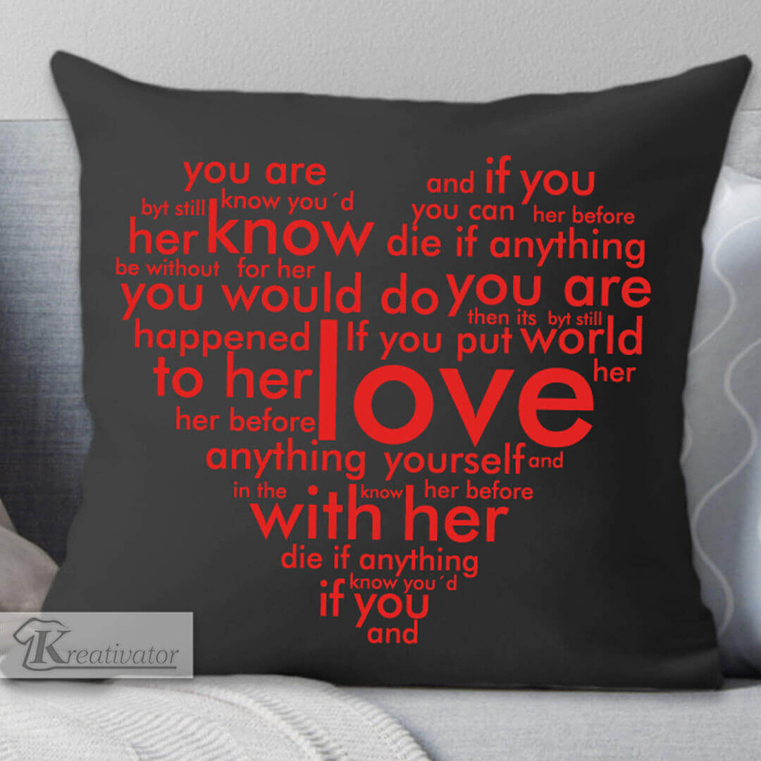 Black love cushion